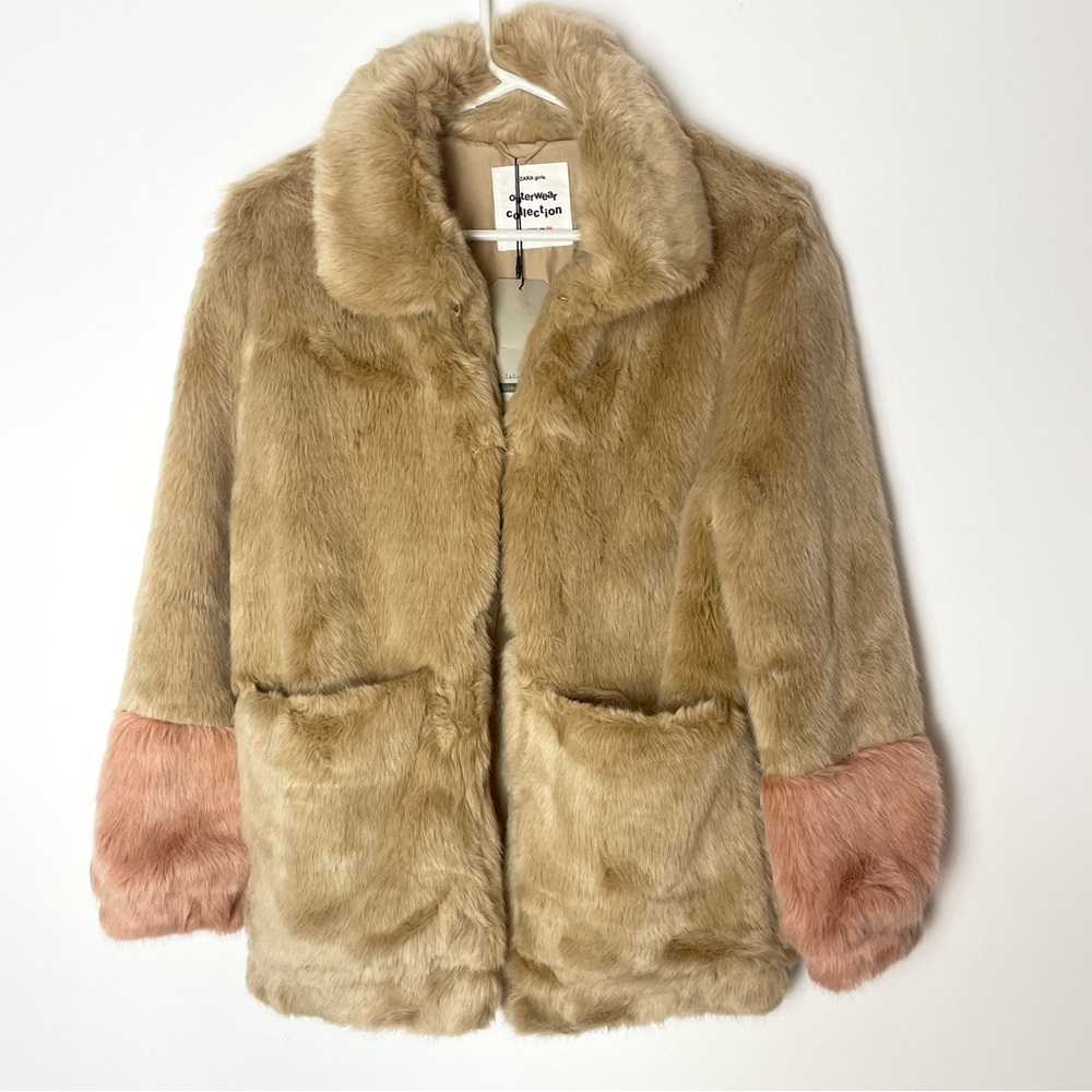 Zara Kids Collection faux fur coat NWT